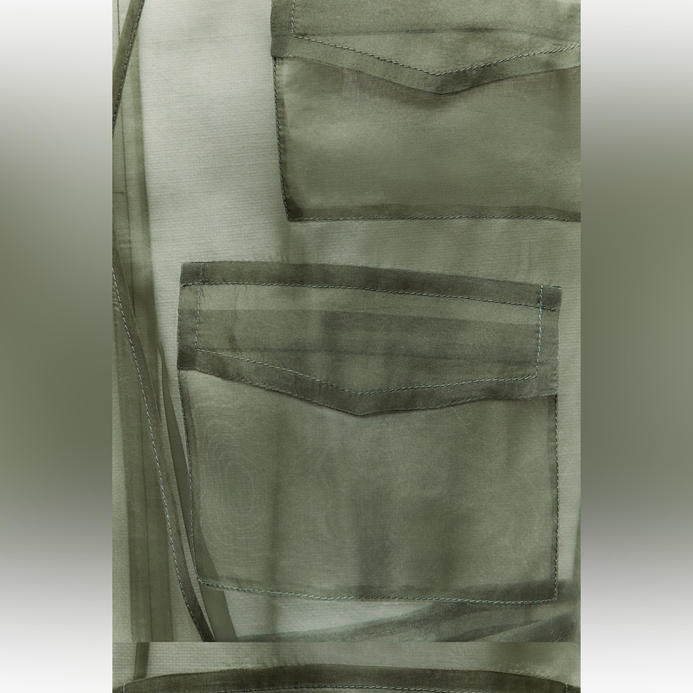 Zara Olive Sheer Sleeveless Tie-Waist Midi Dress - Picture 3 of 5